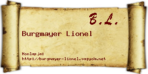 Burgmayer Lionel névjegykártya